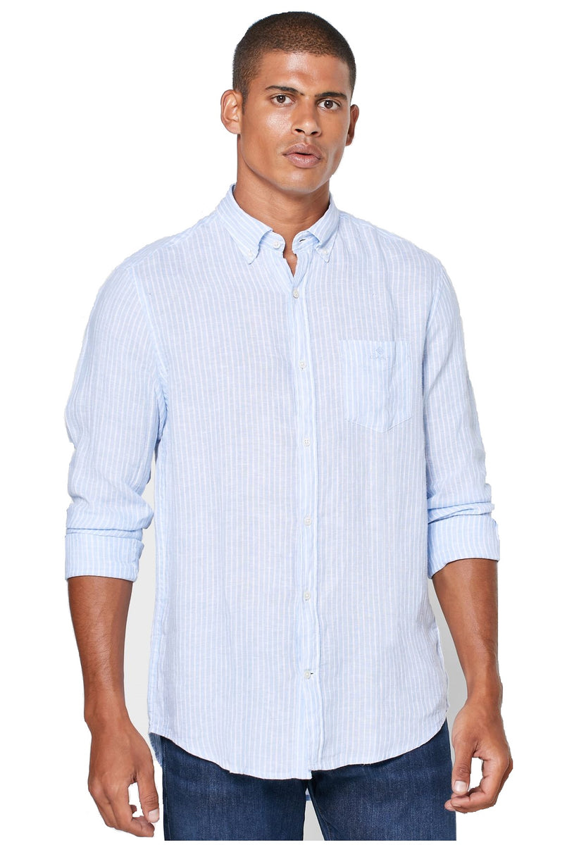 Button Gant – Down 3012520-468 CAPRI BLUE Striped TROVISO1883 Regular Shirt Linen