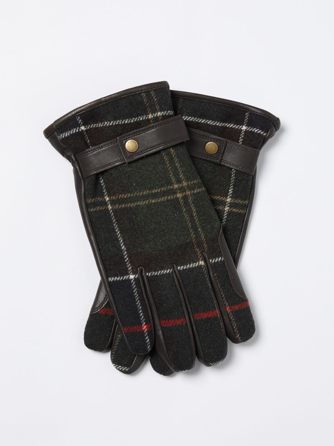 BARBOUR MGL0051 TN11 Newbrough Tartan Leather Gloves BROWN Tartan