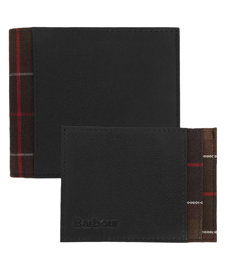 BARBOUR MGS0073-BK51 Leather Wallet & Card Holder Set Regalo BLACK