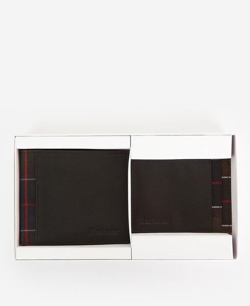 BARBOUR MGS0073-BK51 Leather Wallet & Card Holder Set Regalo BLACK