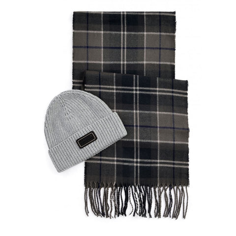 BARBOUR MGS0092-GY31 International Sweeper Beanie&Scarf Set Regalo DARK GREY