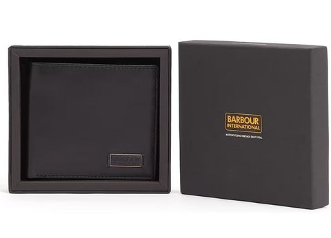 BARBOUR MLG0065-BK111 International Ariel Leather Wallet BLACK Iron