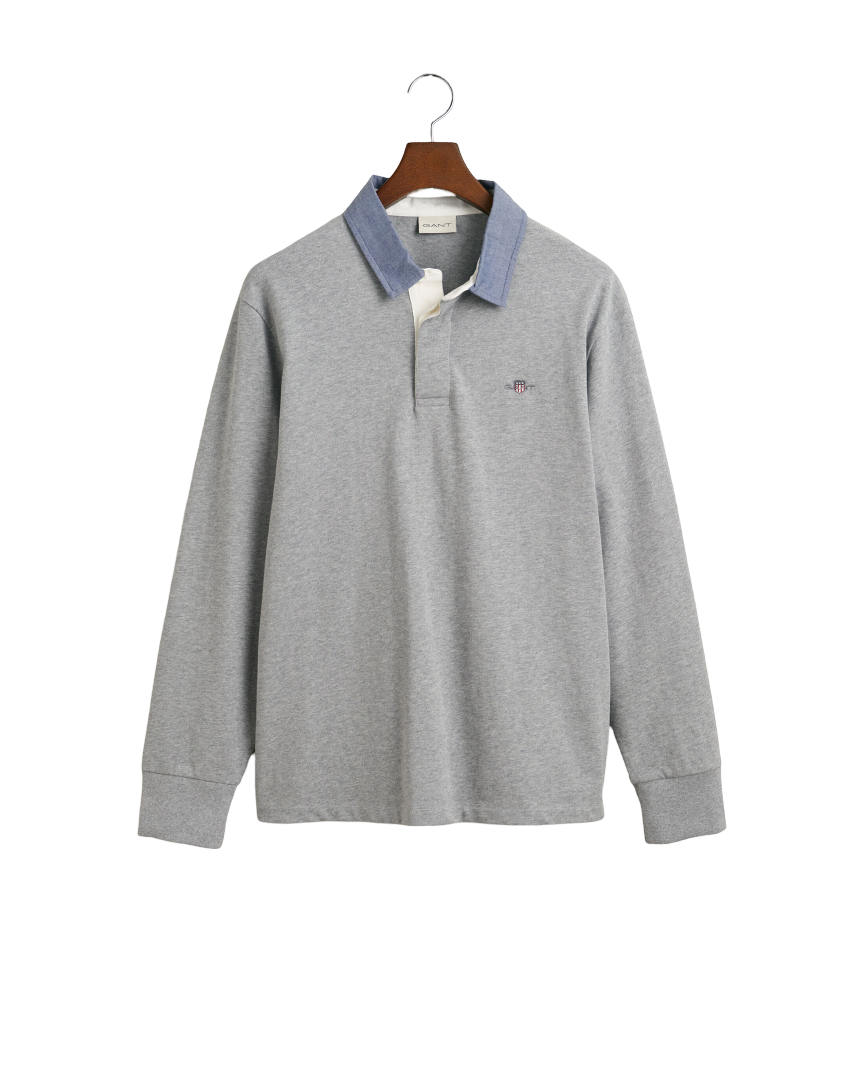 GANT 2004082-093 Reg Chambray Heavy Rugger Polo GREY MELANGE