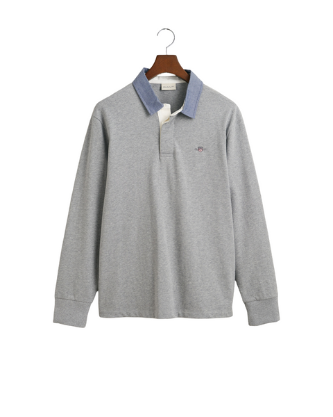 GANT 2004082-093 Reg Chambray Heavy Rugger Polo GREY MELANGE