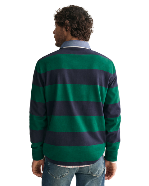 GANT 2004083-373 Reg. Chambrey Stripe Heavy Rugger Polo DEEP FOREST GREEN