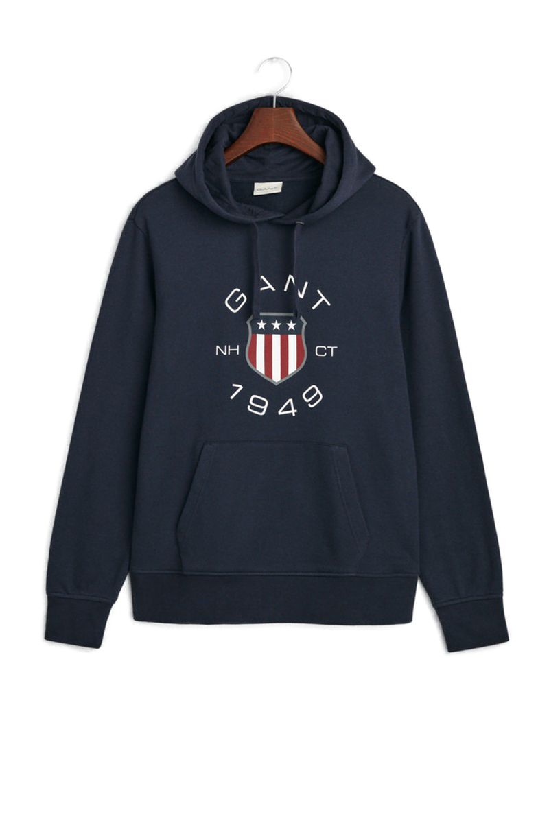 GANT 2015087-433 Print Sweat Hoodie Logo Sweatshirt NAVY BLUE