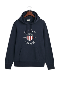 GANT 2015087-433 Print Sweat Hoodie Logo Sweatshirt NAVY BLUE