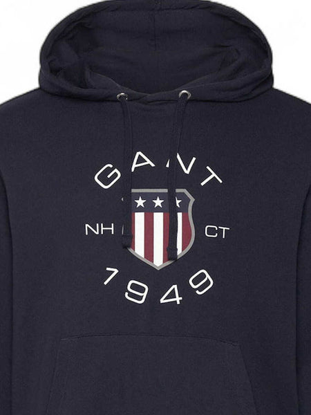 GANT 2015087-433 Print Sweat Hoodie Logo Sweatshirt NAVY BLUE