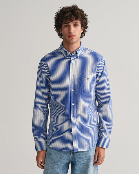 GANT 3000130-436 Reg Classic Stripe Shirt Camicia Righe Con Taschino COLLEGE BLUE