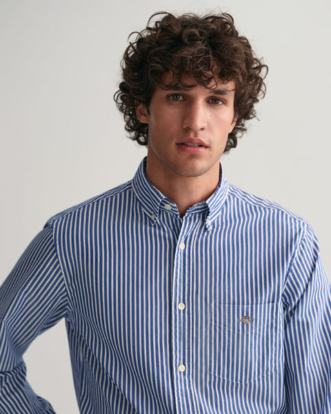 GANT 3000130-436 Reg Classic Stripe Shirt Camicia Righe Con Taschino COLLEGE BLUE