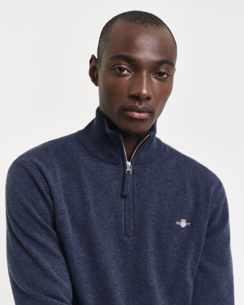 GANT 87213-480 Superfine Lambswool Half Zip Pullover Mezza Zip DARK NAVY MELANGE