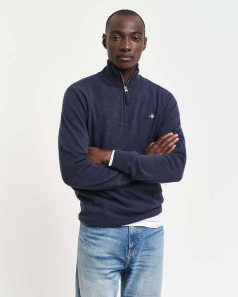 GANT 87213-480 Superfine Lambswool Half Zip Pullover Mezza Zip DARK NAVY MELANGE