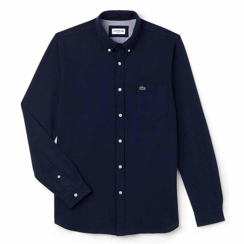 Lacoste CH9568-HEW Camicia in cotone jersey pique' button down BLU NAVY