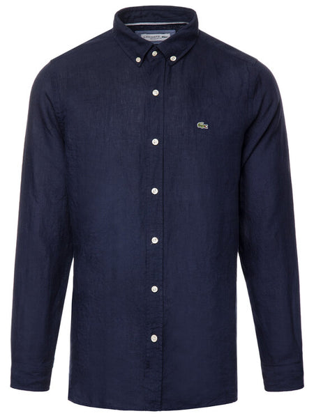 LACOSTE Camicia uomo in lino vestibilità regolare CH4990 00 166 BLU NAVY