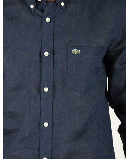 LACOSTE Camicia uomo in lino vestibilità regolare CH4990 00 166 BLU NAVY