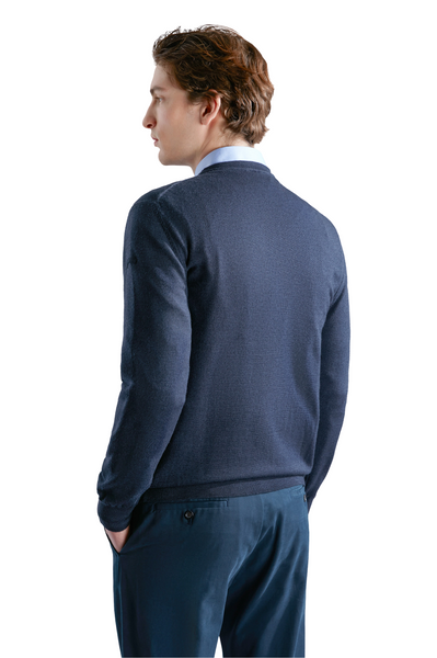 PAUL &amp; SHARK 11311001-050 Crew Neck Worsted Wool Sweater NAVY BLUE