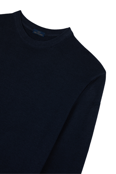 PAUL &amp; SHARK 11311001-050 Crew Neck Worsted Wool Sweater NAVY BLUE