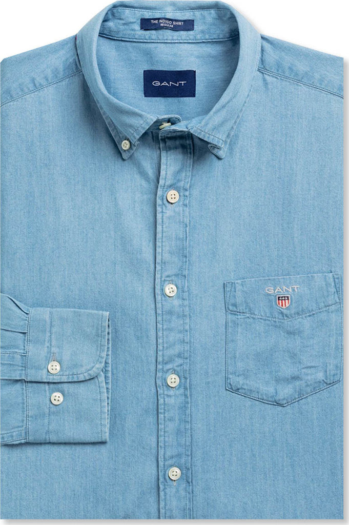 – Shirt Gant Blue 3040520-980 Down Denim TROVISO1883 Regular Indigo Light Button